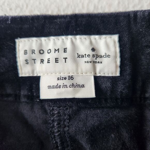 Kate Spade Broome Street Mini Skirt Black Velvet A-Line Button Front Size 16 - Picture 6 of 8